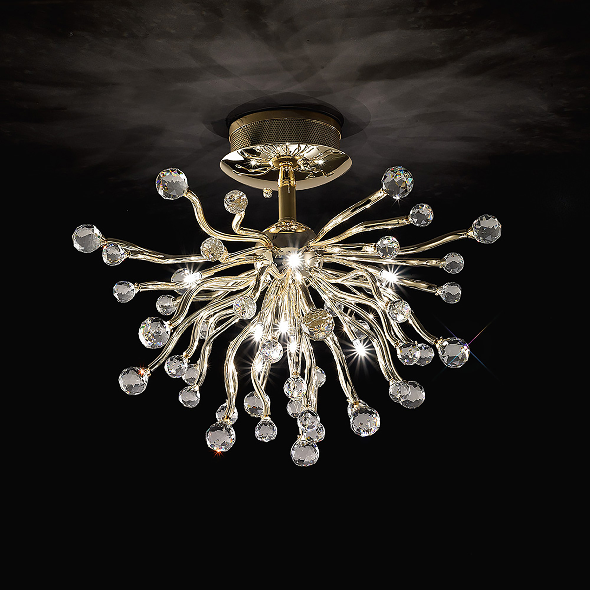 IL30875  Tizio Crystal Ceiling 10 Light French Gold